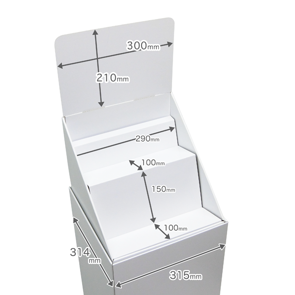 フロアタイプ什器 斜めひな壇2段 W315 D314 H1335