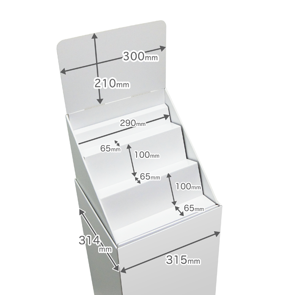 フロアタイプ什器 斜めひな壇3段 W315 D314 H1335