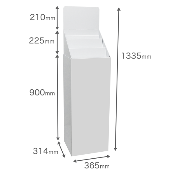 フロアタイプ什器 斜めひな壇3段 W365 D314 H1335