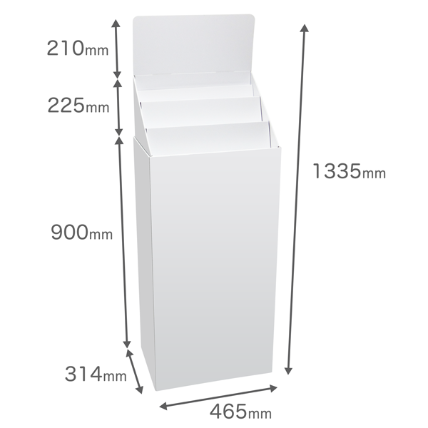 フロアタイプ什器 斜めひな壇3段 W465 D314 H1335