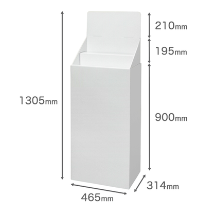 フロアタイプ什器 ひな壇2段 W465 D314 H1305｜サイズ図1