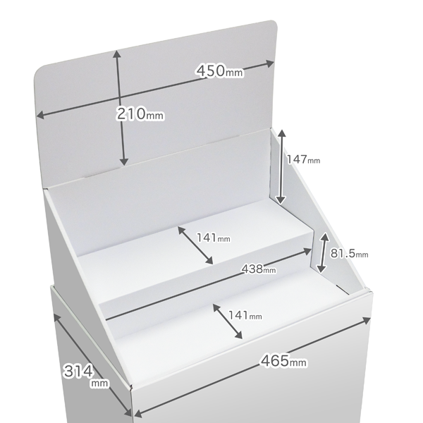 フロアタイプ什器 ひな壇2段 W415 D314 H1305