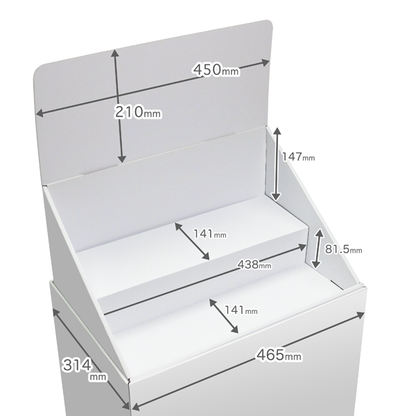 フロアタイプ什器 ひな壇2段 W415 D314 H1305