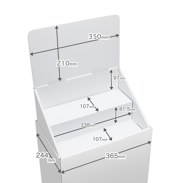 Floor-type display unit, 2-tiered tiered stand, W365, D244, H1255