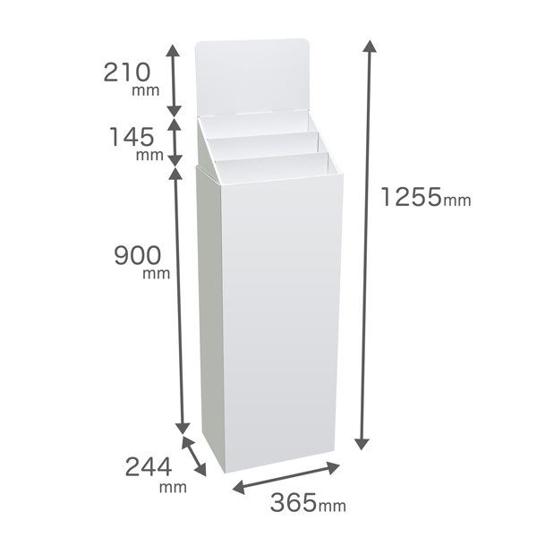 Floor-type display unit, 3-tiered tiered stand, W365, D244, H1255