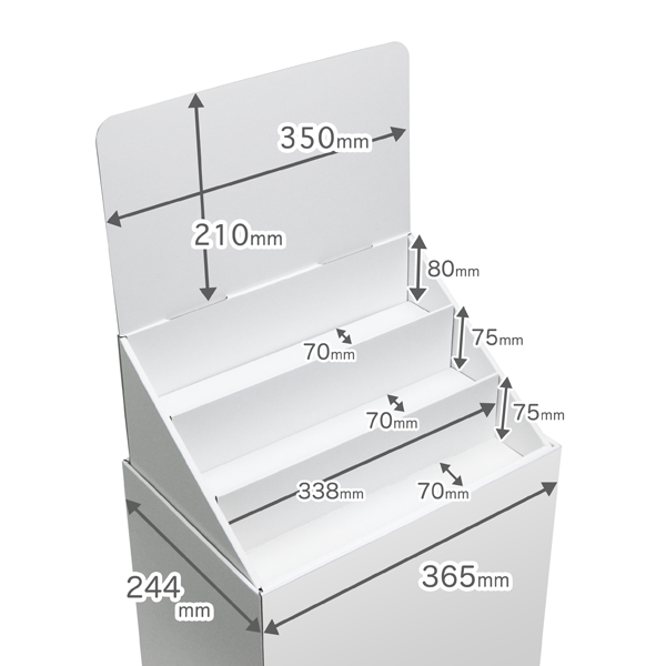 Floor-type display unit, 3-tiered tiered stand, W365, D244, H1255