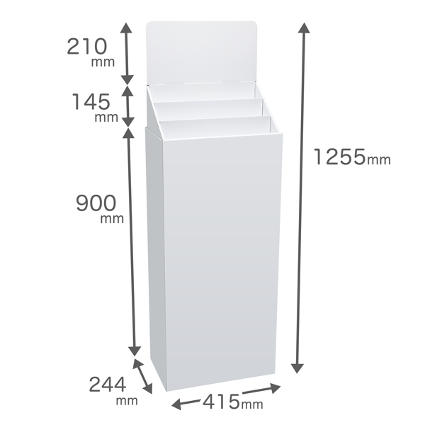 Floor-type display unit, 3-tiered tiered stand, W415, D244, H1255