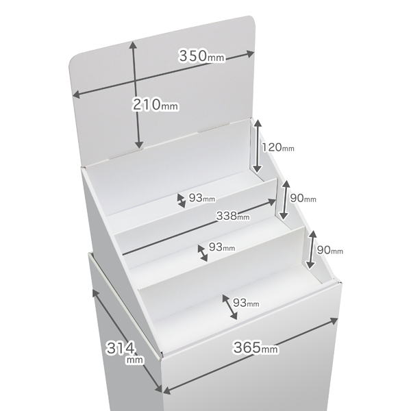 Floor-type display unit, 3-tiered tiered stand, W365, D314, H1305