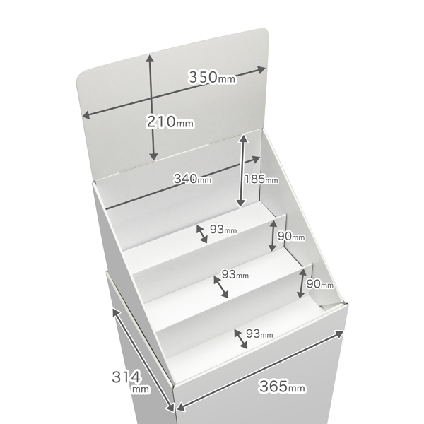 Floor-type display unit, 3-tiered tiered stand, W365, D314, H1335