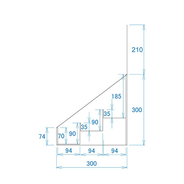 Floor-type display unit, 3-tiered tiered stand, W365, D314, H1335