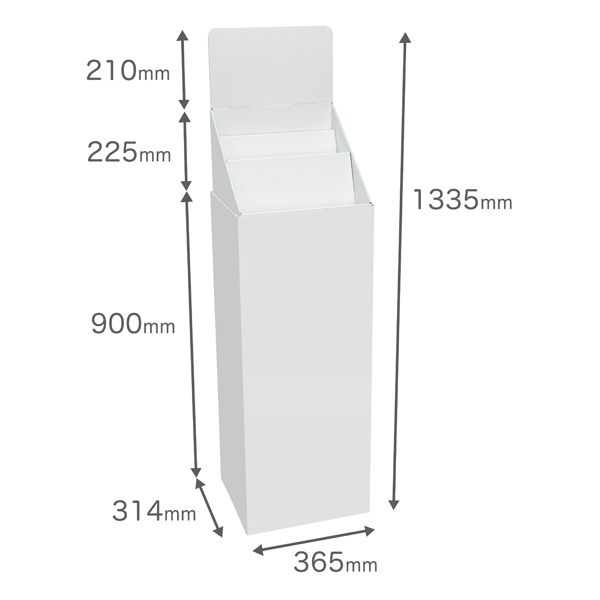 Floor-type display unit, 2-tiered slanted tiered stand, W365, D314, H1335