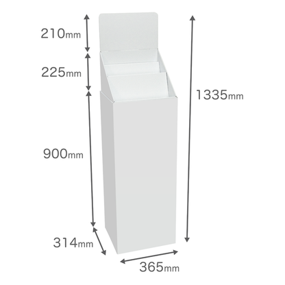 Floor-type display unit, 2-tiered slanted tiered stand, W365, D314, H1335