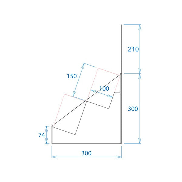 Floor-type display unit, 2-tiered slanted tiered stand, W365, D314, H1335