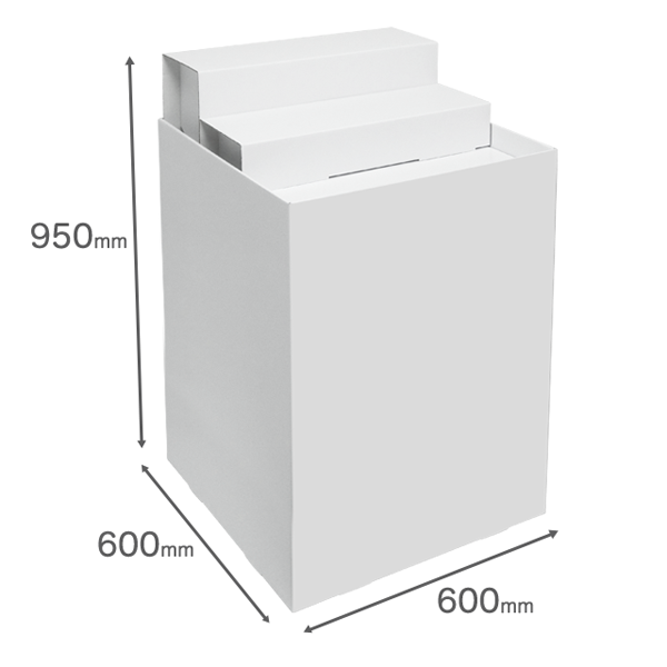 Floor-type display unit with flat stand and tiered shelf W600 D600 H950