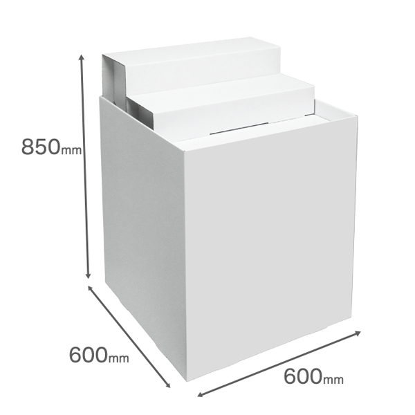 Floor-type display unit with flat stand and tiered stand W600 D600 H850