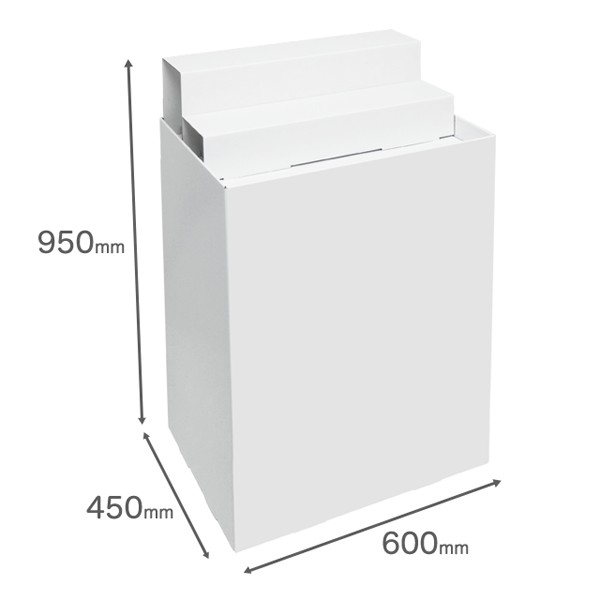 Floor-type display unit with flat stand and tiered shelf W600 D450 H950