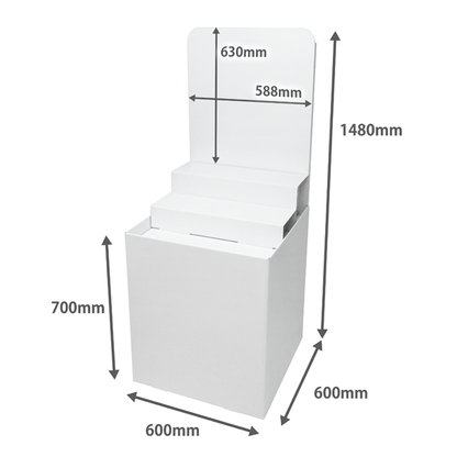 フロアタイプ什器 平置台 背ボード / ひな壇付き W600 D600 H1480