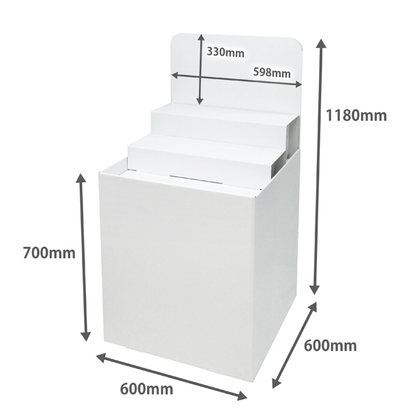 Floor-type display unit with flat stand and backboard / with tiered stand W600 D600 H1180