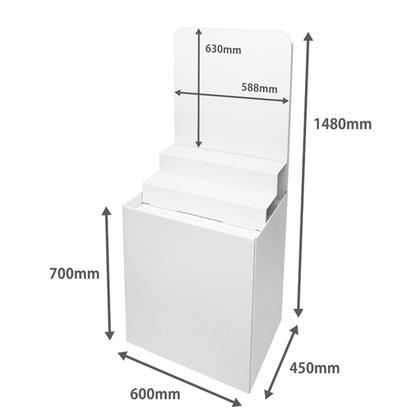 フロアタイプ什器 平置台 背ボード / ひな壇付き W600 D450 H1480