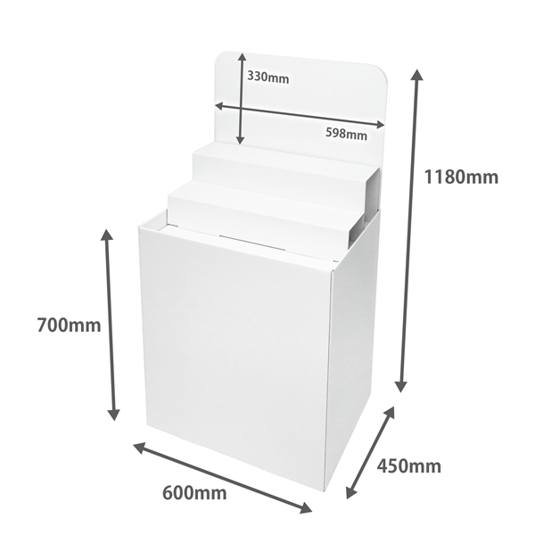 Floor-type display unit with flat stand and backboard / with tiered stand W600 D450 H1180