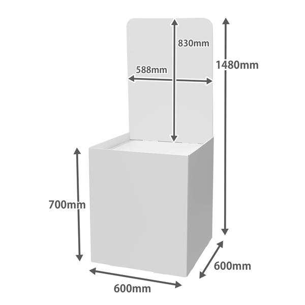 Floor-type display unit, flat stand, with backboard, W600, D600, H1480