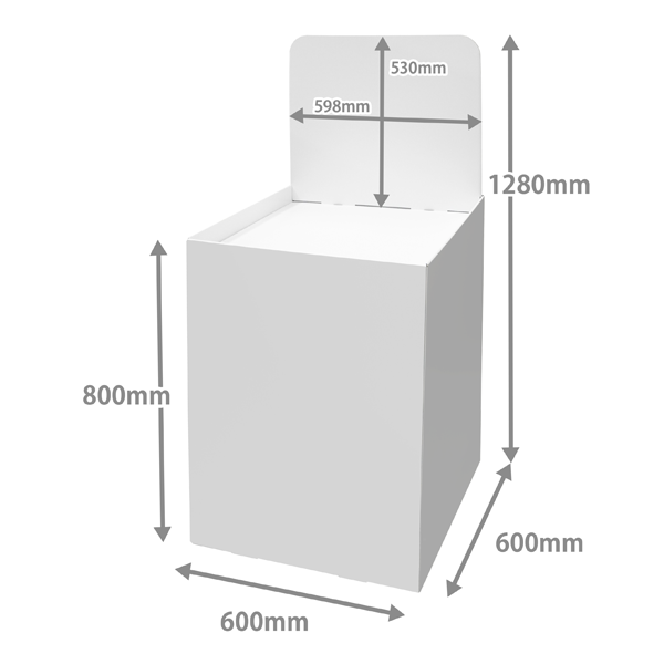 Floor-type display unit, flat stand, with backboard, W600, D600, H1280