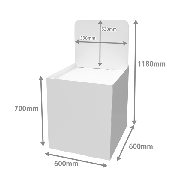 Floor-type display unit, flat stand, with backboard, W600, D600, H1180