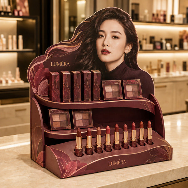 ヘアシルエット型 メイクアップ卓上紙製什器